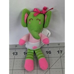 The Brass Key Elephant Plush Green Pink 5 Inch Stuffed Animal Toy